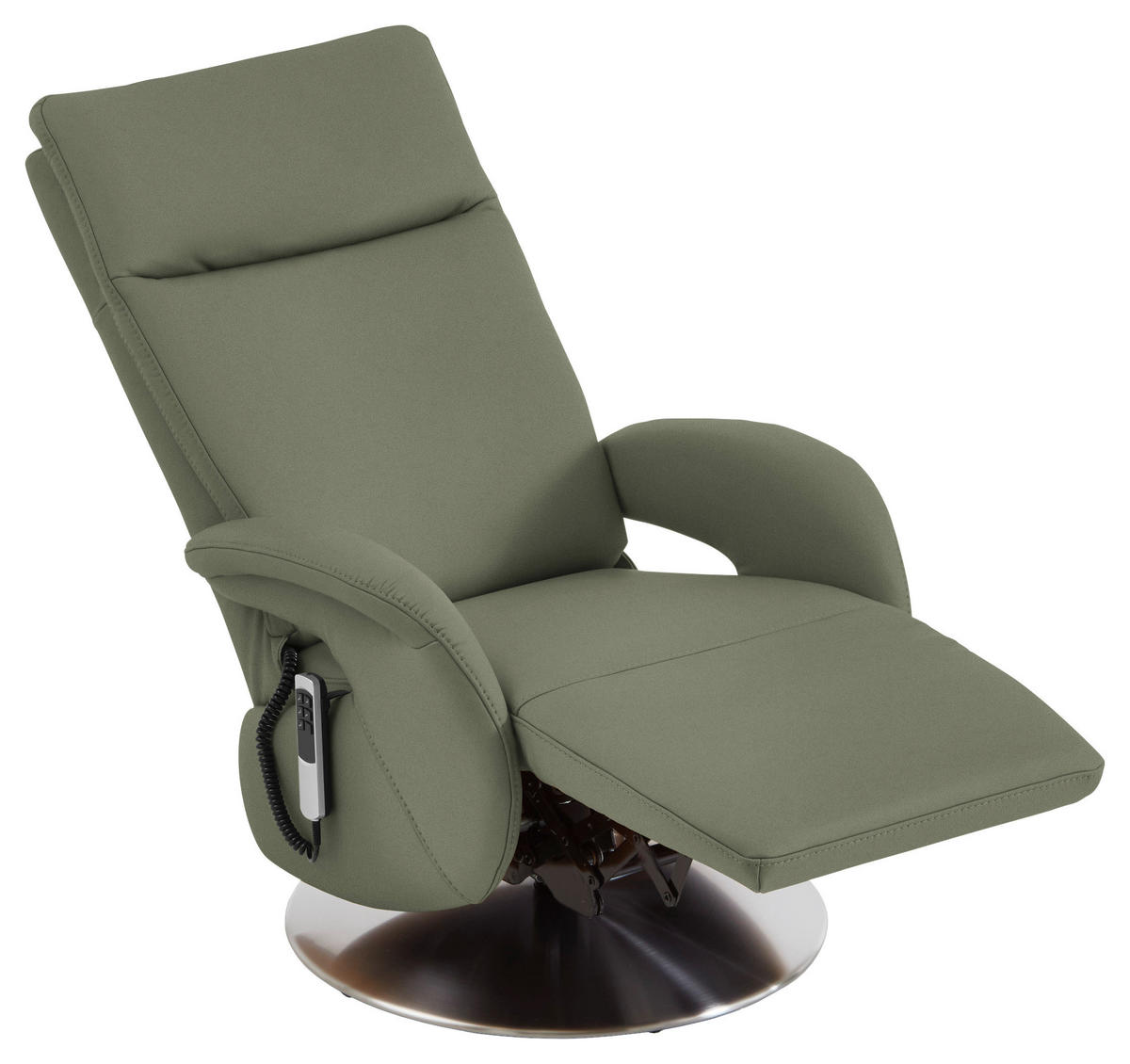 RELAXSESSEL in Leder Grün  - Edelstahlfarben/Grün, Design, Leder/Metall (70/108/80cm) - Cantus