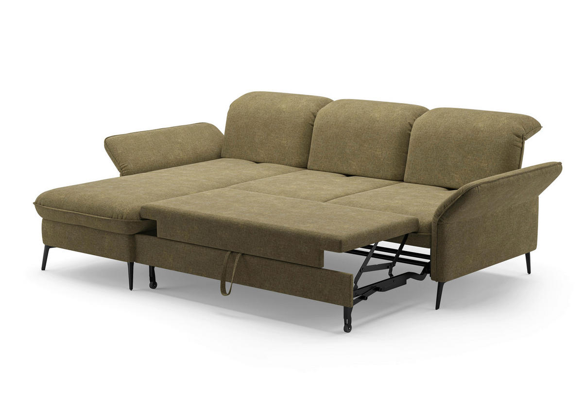 ECKSOFA in Flachgewebe Olivgrün  - Schwarz/Olivgrün, Konventionell, Textil/Metall (198/264cm) - Sit & More