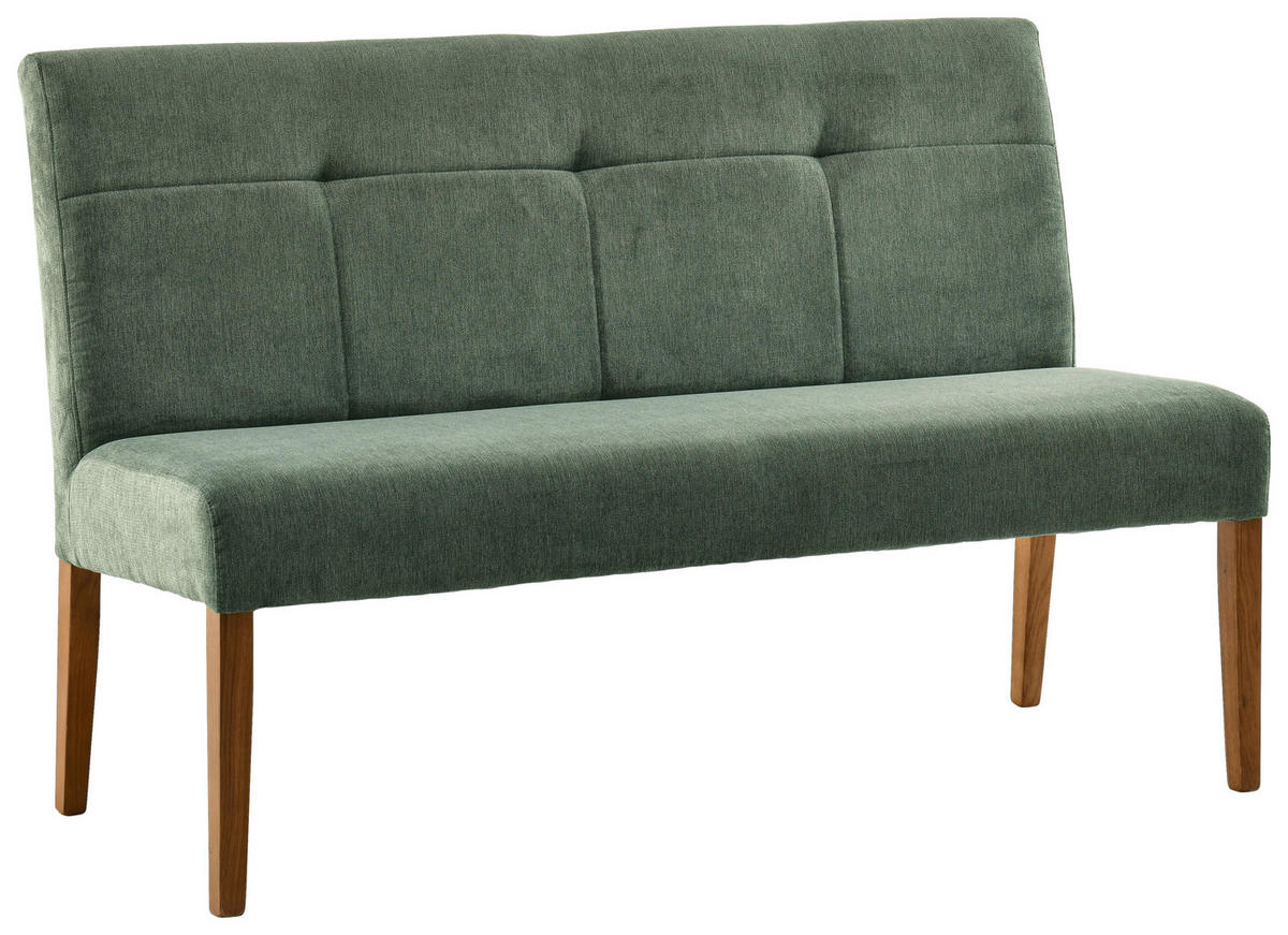 SITZBANK 140/92/66 cm Webstoff Grün, Eichefarben Eiche massiv  - Eichefarben/Grün, KONVENTIONELL, Holz/Textil (140/92/66cm) - Cantus