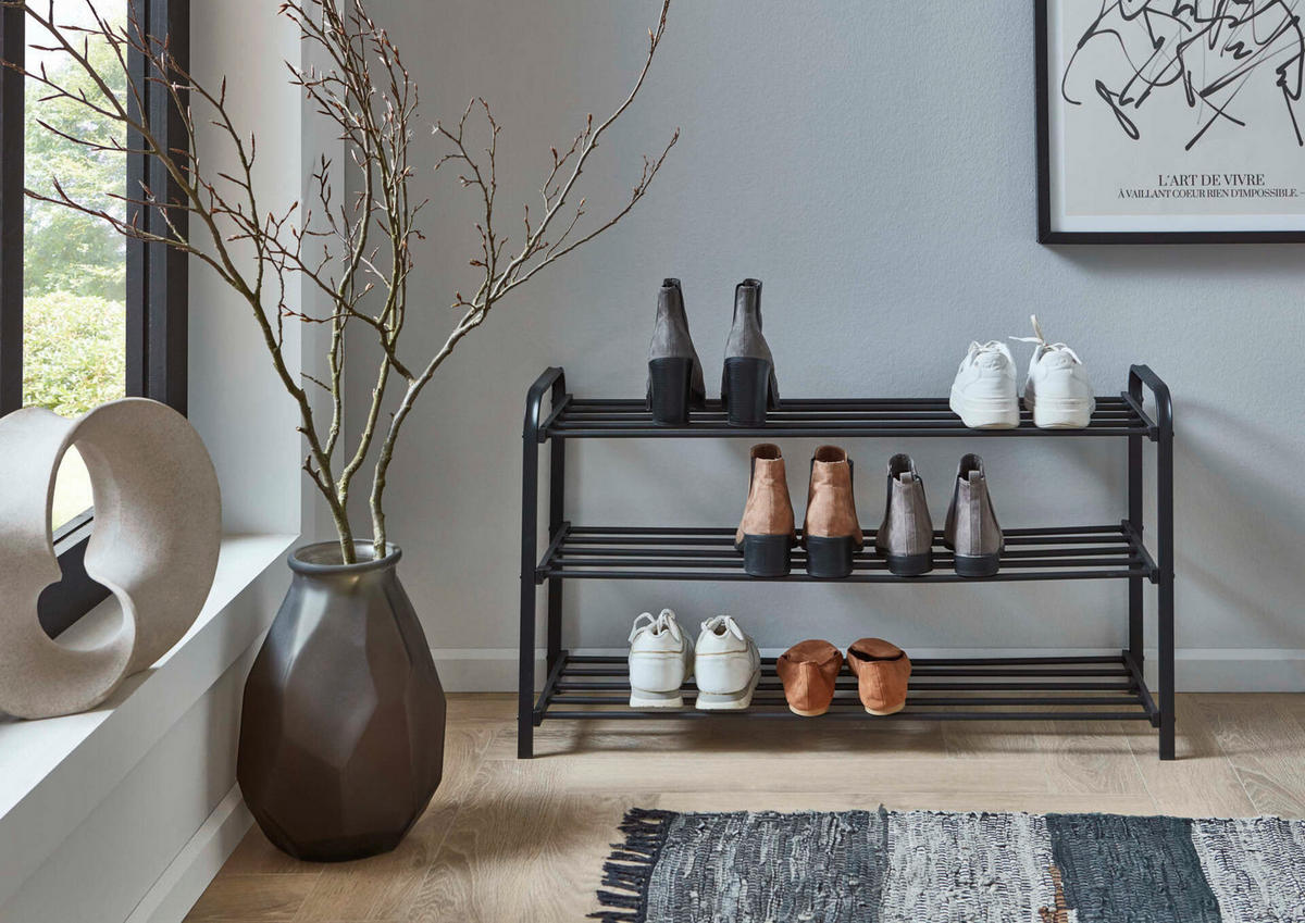 SCHUHREGAL Schwarz  - Schwarz, Design, Metall (89/49/29cm) - MID.YOU