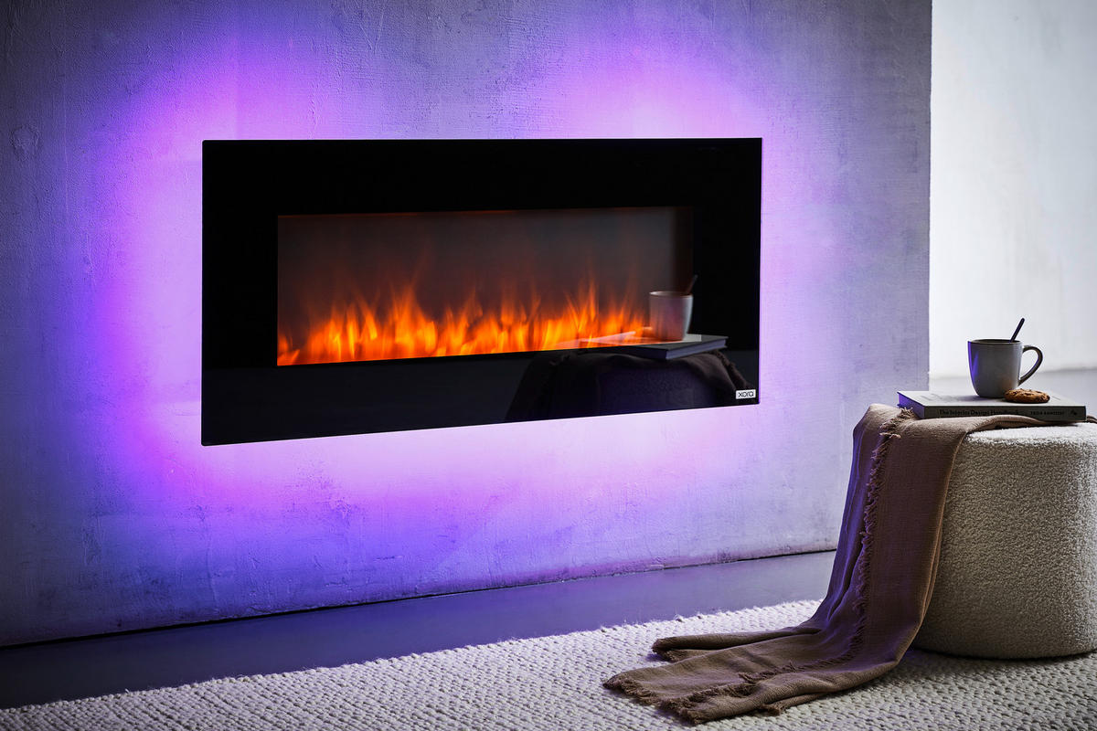 KAMIN ELEKTRIČNI - crna, Design, staklo/metal (107/50,8/12cm) - Xora