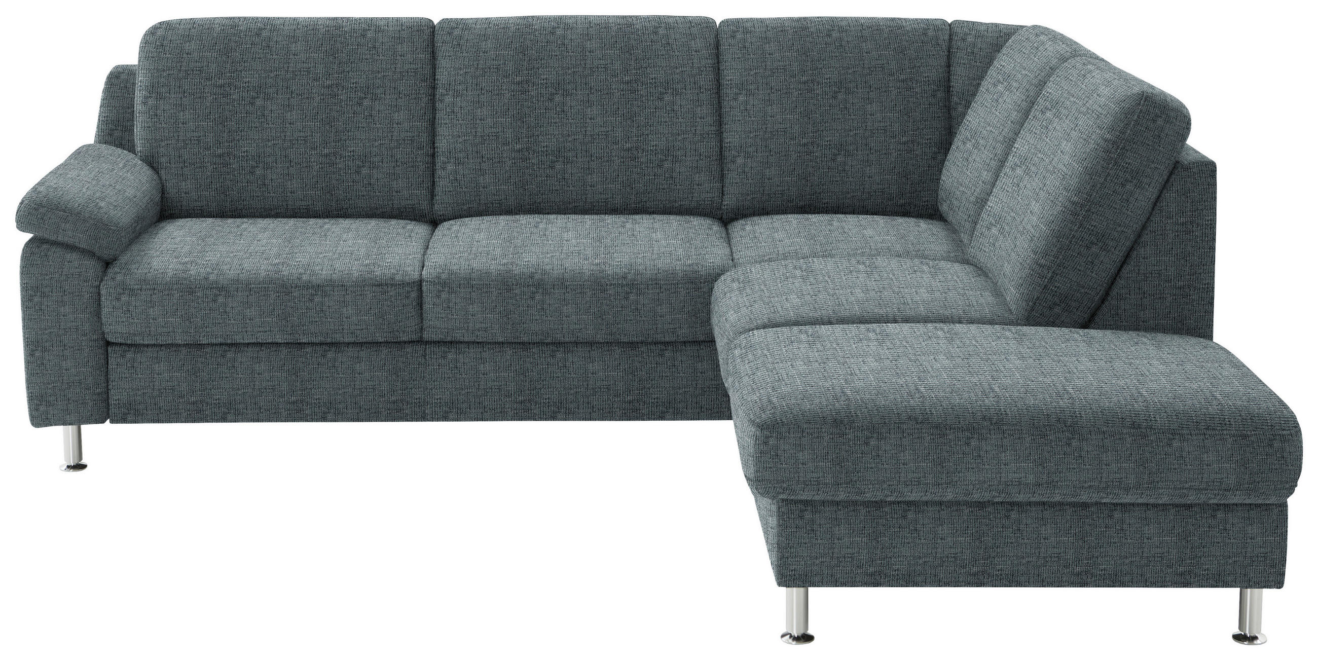 ECKSOFA in Webstoff Blaugrau  - Blaugrau/Alufarben, Konventionell, Textil/Metall (241/200cm) - Beldomo System