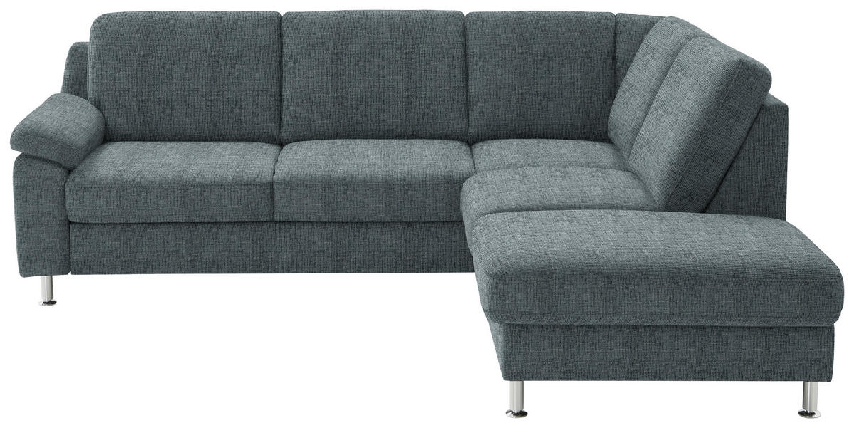 ECKSOFA in Webstoff Blaugrau  - Blaugrau/Alufarben, Konventionell, Textil/Metall (241/200cm) - Beldomo System