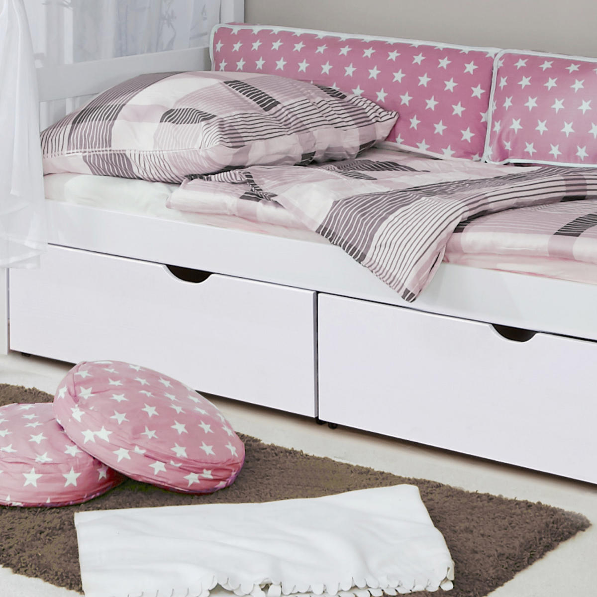 HIMMELBETT 90/200 cm  in Rosa, Weiß  - Weiß/Rosa, MODERN, Holz (90/200cm) - MID.YOU