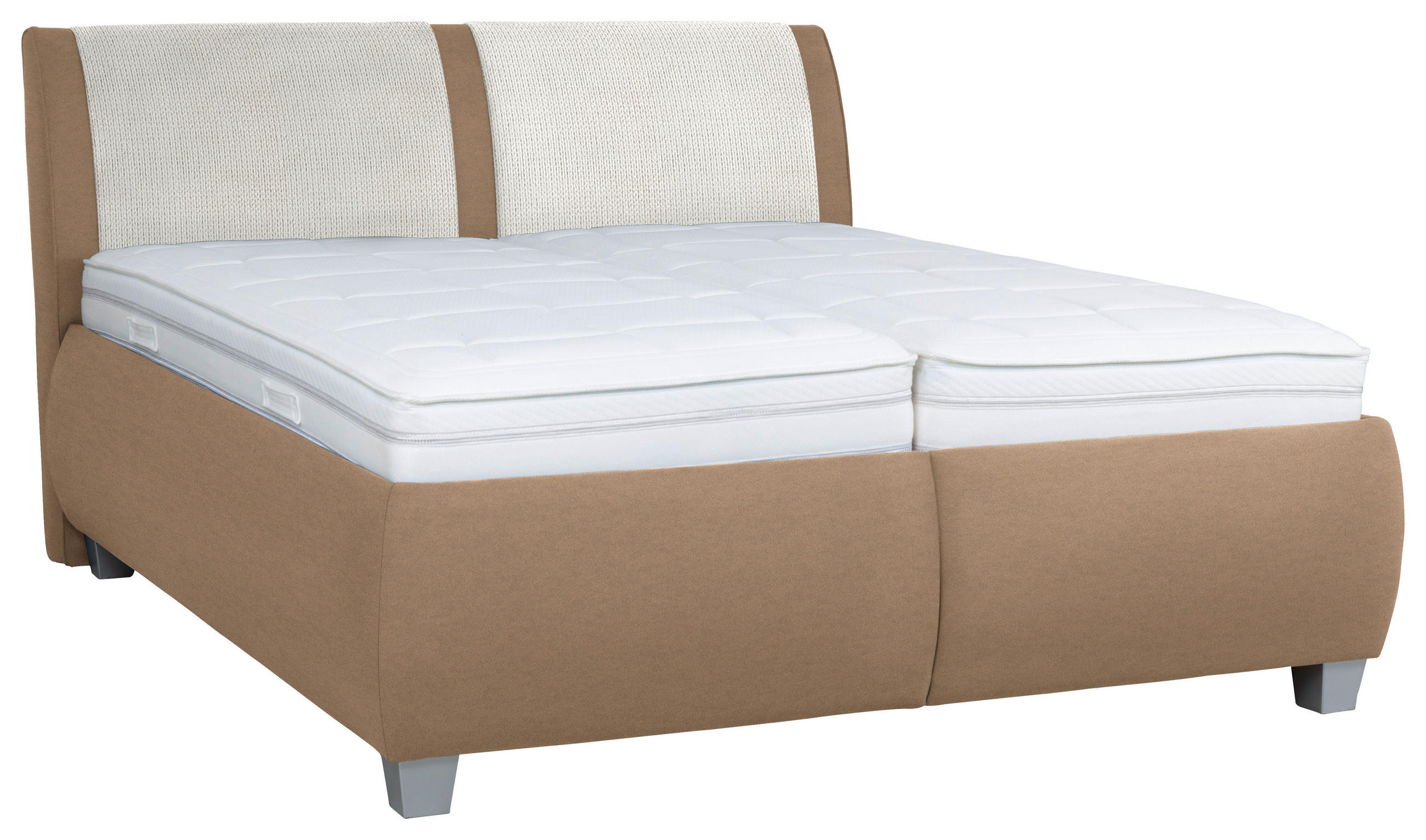 POLSTERBETT Matratze, Lattenrost, Bettkasten Hellbraun 180/200 cm  - Hellbraun/Silberfarben, Design, Holzwerkstoff/Kunststoff (180/200cm) - Beldomo - Sleep