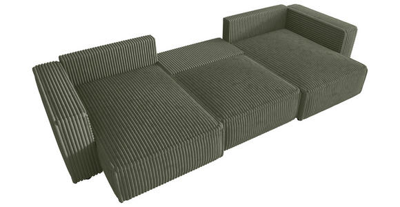 WOHNLANDSCHAFT Olivgrün Cord  - Schwarz/Olivgrün, MODERN, Kunststoff/Textil (153/350/153cm) - Xora