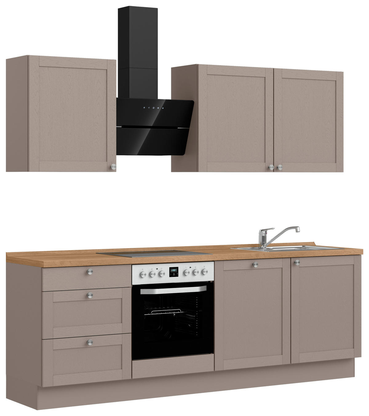 KÜCHENBLOCK Frame 240 cm  in Eichefarben, Beigebraun  - Eichefarben/Beigebraun, MODERN, Holzwerkstoff/Metall (240cm) - Nobilia