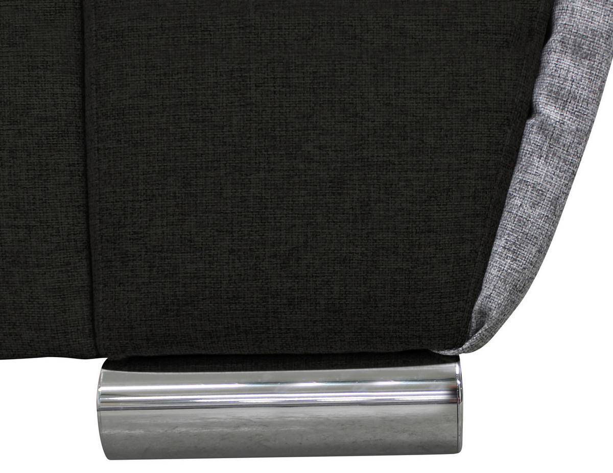 ECKSOFA in Flachgewebe Schwarz, Hellgrau  266/266 cm  - Silberfarben/Hellgrau, Design, Kunststoff/Textil (266/266cm) - Livetastic