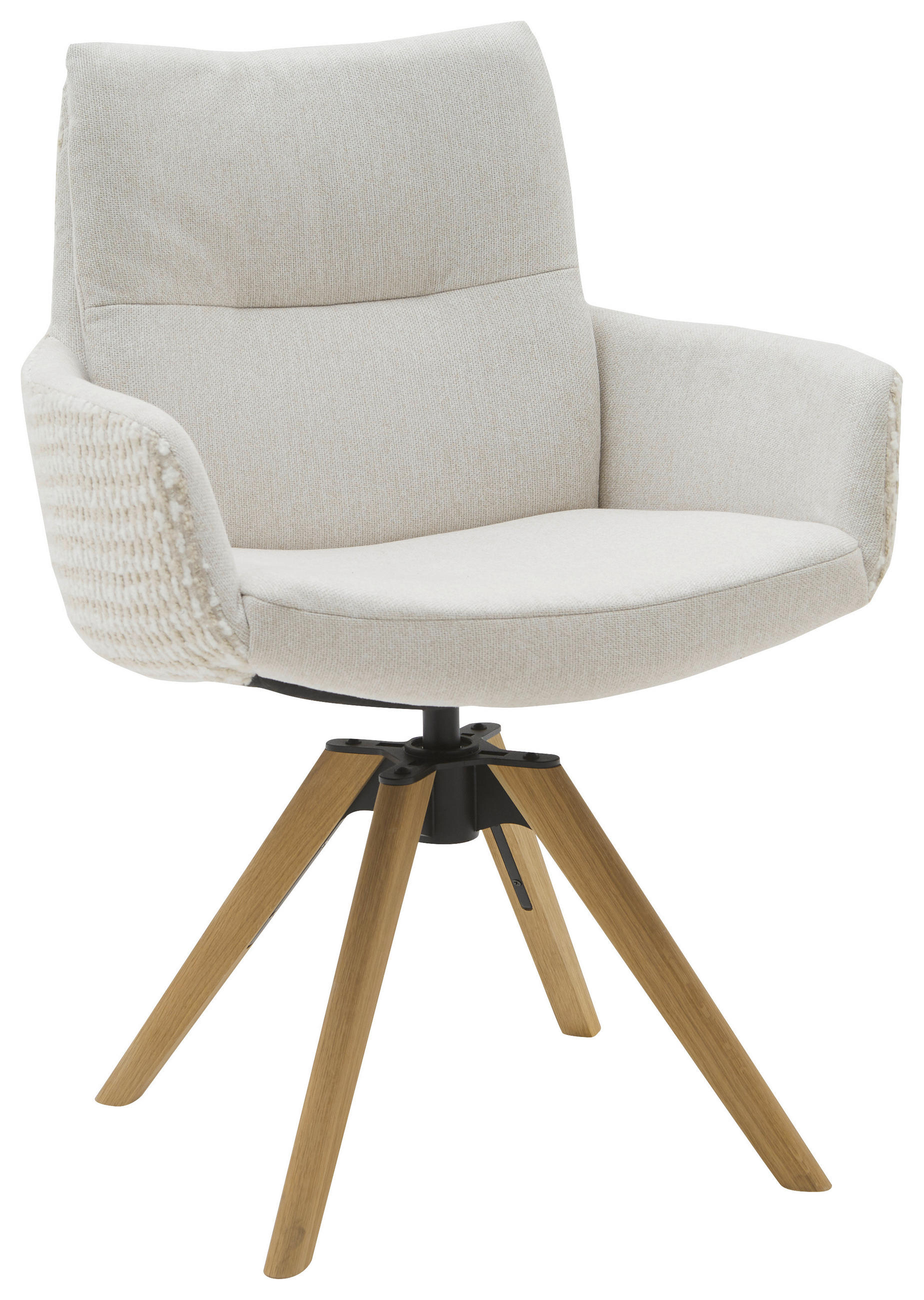 ARMLEHNSTUHL  Beinauswahl, Sitzfläche 360° drehbar, Stoff-/Lederauswahl Flachgewebe  Beige  - Beige, Design, Holz/Textil (62/90/68cm) - Valnatura