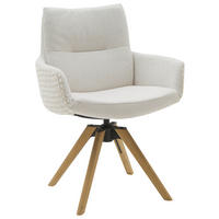 ARMLEHNSTUHL  Beinauswahl, Sitzfläche 360° drehbar, Stoff-/Lederauswahl Flachgewebe  Beige  - Beige, Design, Holz/Textil (62/90/68cm) - Valnatura