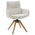 ARMLEHNSTUHL  Beinauswahl, Sitzfläche 360° drehbar, Stoff-/Lederauswahl Flachgewebe  Beige  - Beige, Design, Holz/Textil (62/90/68cm) - Valnatura