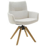 ARMLEHNSTUHL  Beinauswahl, Sitzfläche 360° drehbar, Stoff-/Lederauswahl Flachgewebe  Beige  - Beige, Design, Holz/Textil (62/90/68cm) - Valnatura