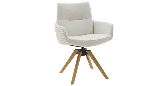 ARMLEHNSTUHL  Beinauswahl, Sitzfläche 360° drehbar, Stoff-/Lederauswahl Flachgewebe  Beige  - Beige, Design, Holz/Textil (62/90/68cm) - Valnatura