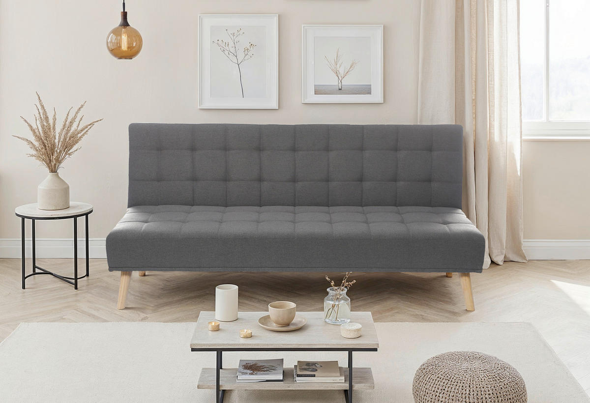 SCHLAFSOFA Leinenoptik Anthrazit  - Anthrazit/Schwarz, Design, Holz/Kunststoff (179/81/85cm) - P & B