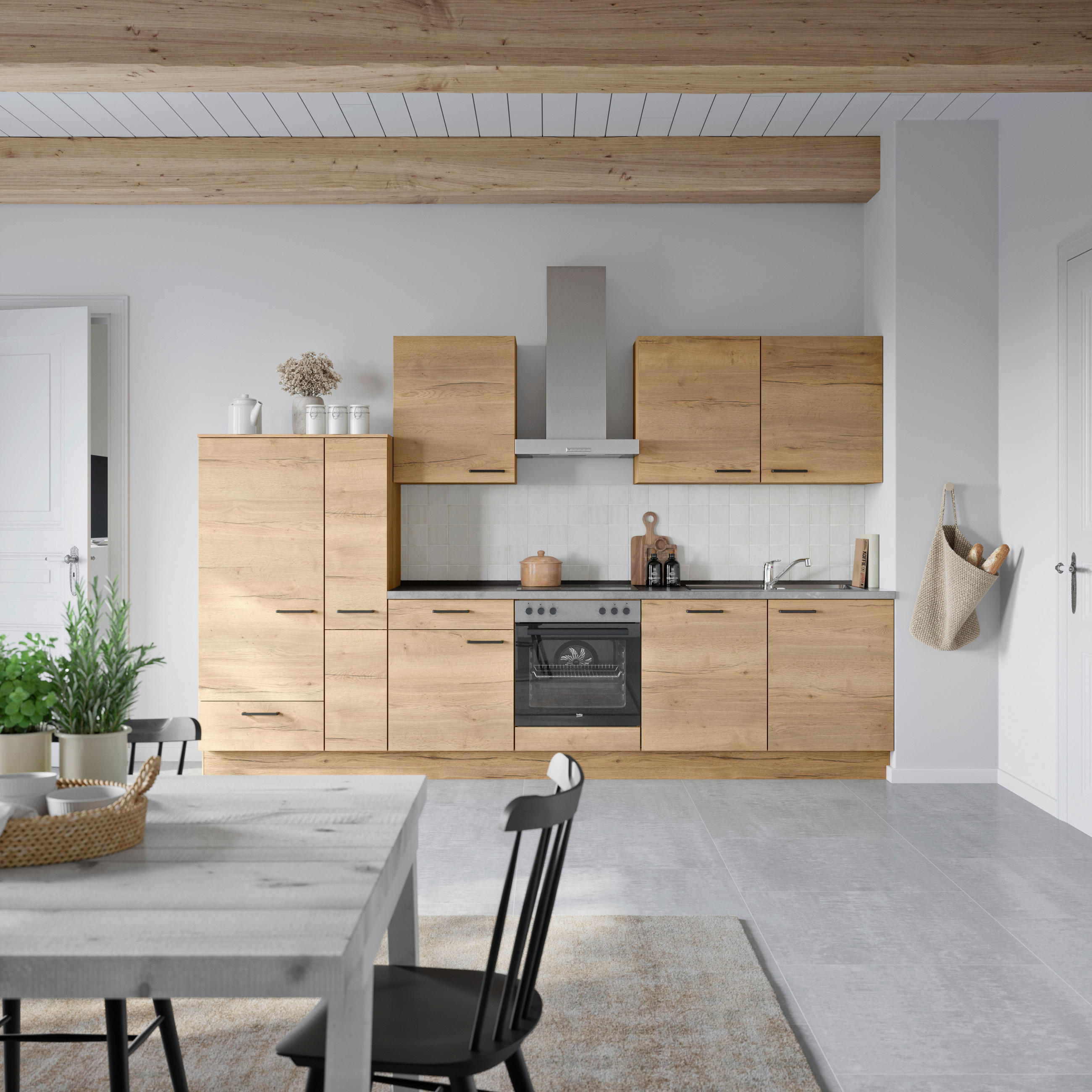 Nobilia Küchenblock Structura Eiche, Schiefer 330 cm