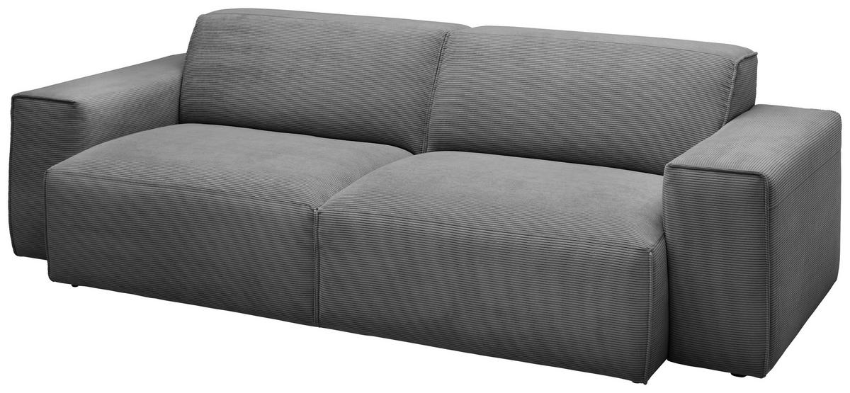 3-SITZER-SOFA in Cord Anthrazit  - Anthrazit/Schwarz, Design, Kunststoff/Textil (236/71/101cm) - Pure Home Lifestyle