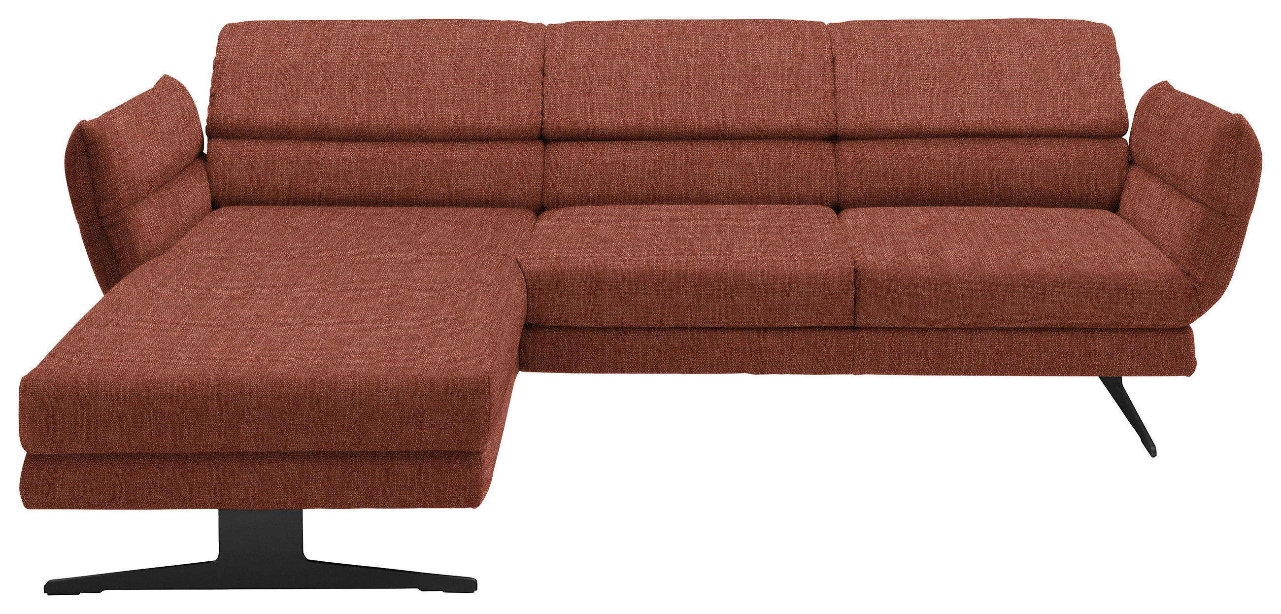 ECKSOFA in Flachgewebe Rostfarben  - Rostfarben/Schwarz, Design, Textil/Metall (176-217/279-327cm) - Dieter Knoll