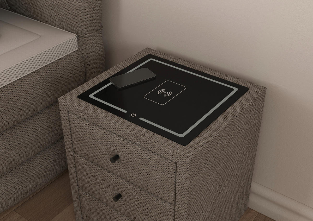 NACHTSCHRANK 49,5/56,5/46 cm, Sandfarben,  - Sandfarben/Schwarz, Basics, Glas/Kunststoff (49,5/56,5/46cm) - Chameo
