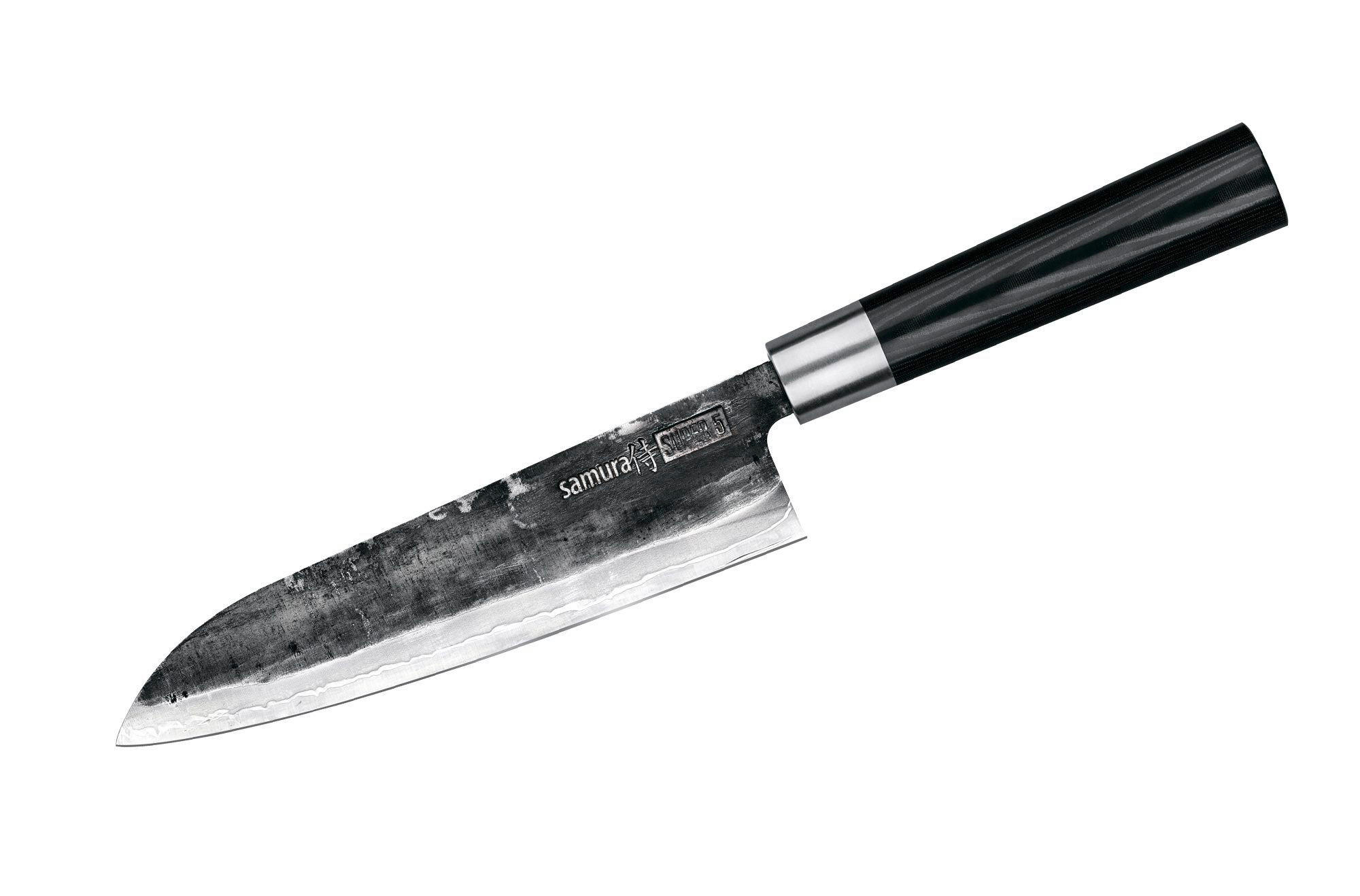 SANTOKU NOŽ SUPER 5 32,5 cm čelik - srebrne boje/crna, Basics, drvni materijal/metal (32,5cm) - Samura