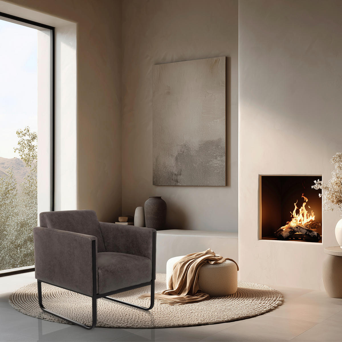 LOUNGESESSEL Lederlook Grau    - Schwarz/Grau, MODERN, Leder/Kunststoff (67/78/71cm) - MID.YOU
