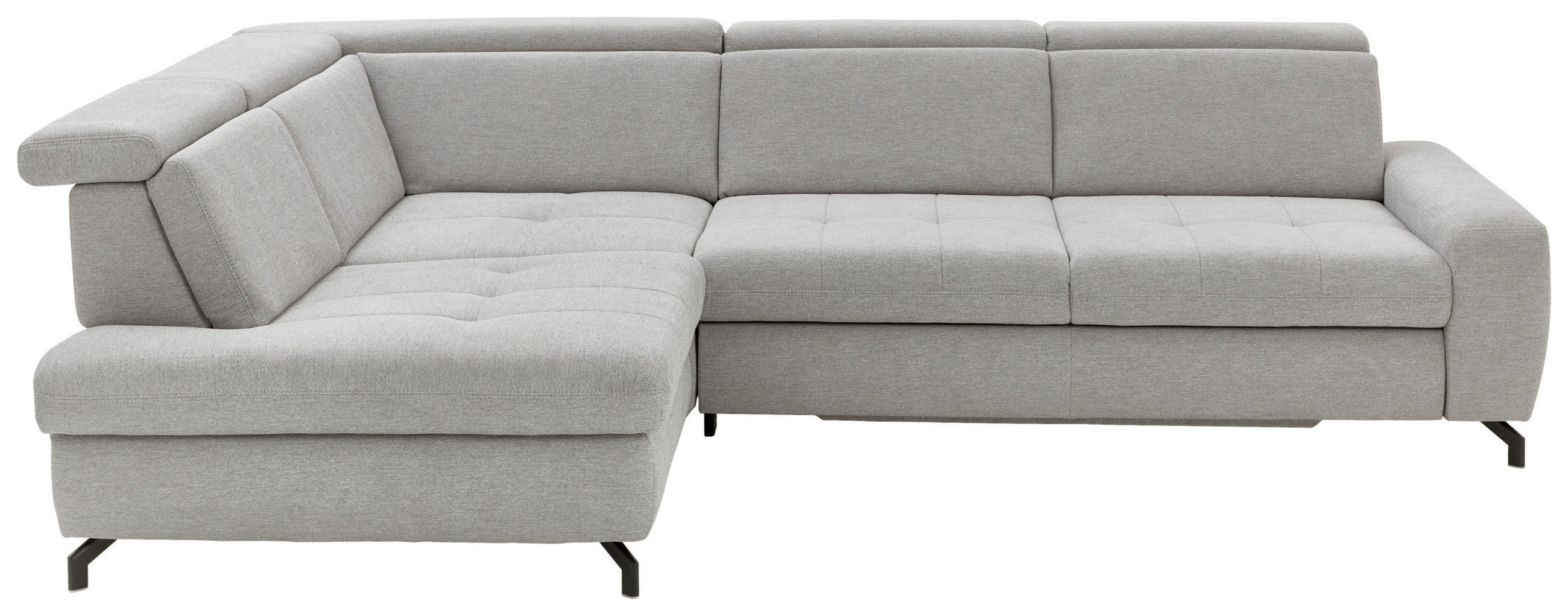 ECKSOFA Hellgrau Chenille  - Hellgrau/Schwarz, Design, Textil/Metall (220/310cm) - Beldomo Style