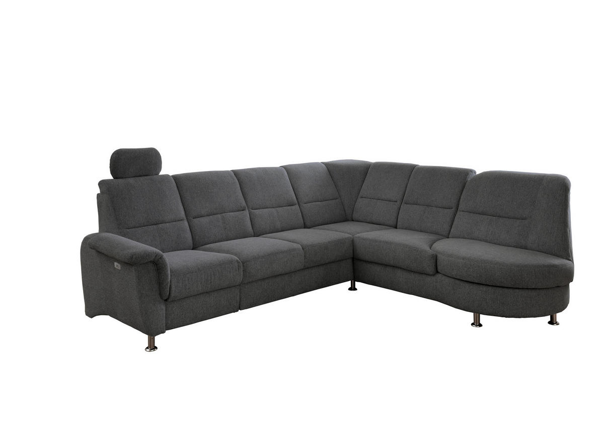 ECKSOFA in Chenille Anthrazit  - Chromfarben/Anthrazit, Modern, Textil/Metall (275/236cm) - Livetastic
