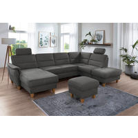 WOHNLANDSCHAFT in Mikrofaser Grau  - Eichefarben/Grau, Konventionell, Holz/Textil (163/308/212cm) - Sit & More