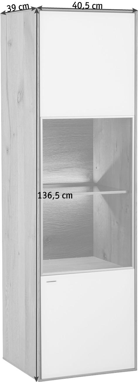 HÄNGEELEMENT Lago Kerneiche vollmassiv Weiß, Eichefarben  - Eichefarben/Weiß, Design, Glas/Holz (40,5/136,5/39cm) - Valnatura