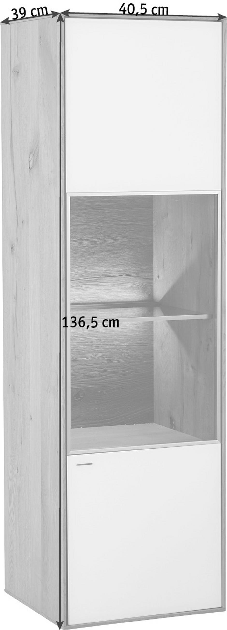 HÄNGEELEMENT in Weiß, Eichefarben   - Eichefarben/Weiß, Design, Glas/Holz (40,5/136,5/39cm) - Valnatura