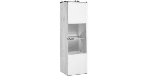 HÄNGEELEMENT Kerneiche vollmassiv Weiß, Eichefarben - Eichefarben/Weiß, Design, Glas/Holz (40,5/136,5/39cm) - Valnatura