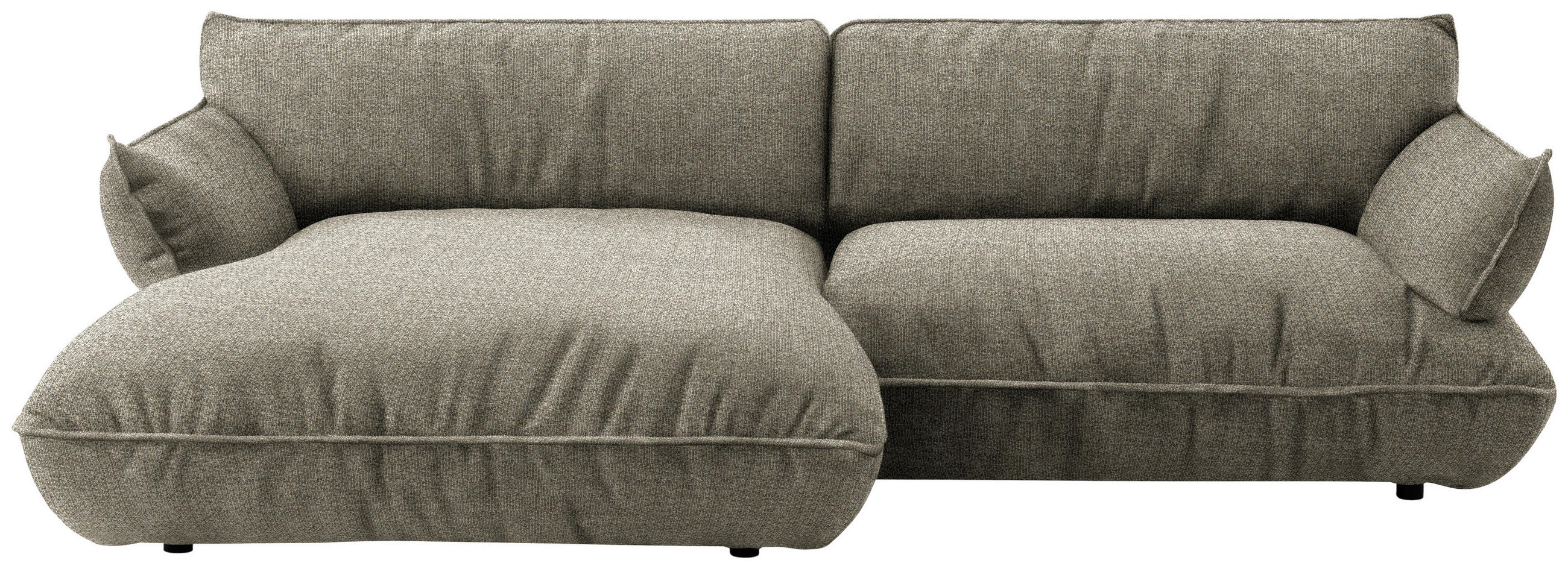 ECKSOFA Flachgewebe Naturfarben  - Schwarz/Naturfarben, Design, Kunststoff/Textil (185/264cm) - Belluti