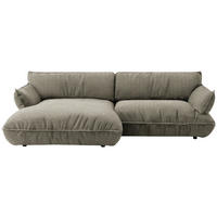 ECKSOFA Flachgewebe Naturfarben  - Schwarz/Naturfarben, Design, Kunststoff/Textil (185/264cm) - Belluti