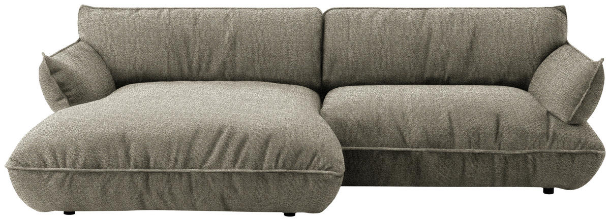 ECKSOFA Flachgewebe Naturfarben  - Schwarz/Naturfarben, Design, Kunststoff/Textil (185/264cm) - Belluti