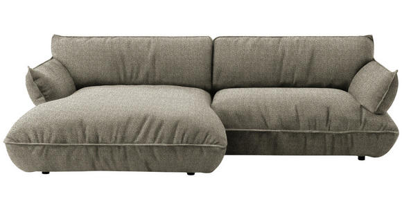 ECKSOFA  in Flachgewebe Naturfarben  185/264 cm  - Schwarz/Naturfarben, Design, Kunststoff/Textil (185/264cm) - Belluti