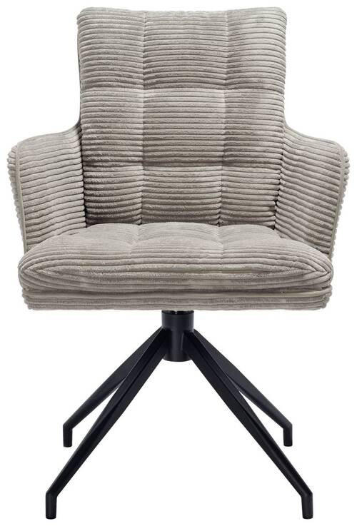 ARMLEHNSTUHL  in Eisen Cord  - Hellgrau/Schwarz, Design, Textil/Metall (66/89/64cm) - Stylife