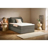 BOXBETT 120/200 cm,  in Waldgrün, Kissen, Bettkasten, Topper, H3 = fest  - Waldgrün/Schwarz, Design, Kunststoff/Textil (120/200cm) - Chameo