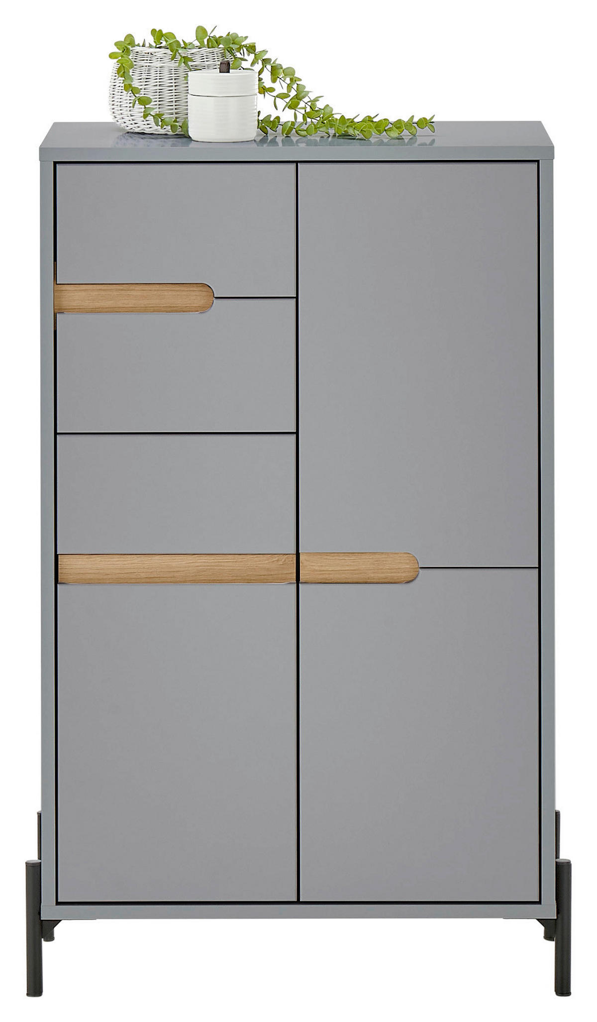MIDISCHRANK 60/100/35 cm  - Eichefarben/Hellgrau, Basics, Holzwerkstoff/Metall (60/100/35cm) - MID.YOU