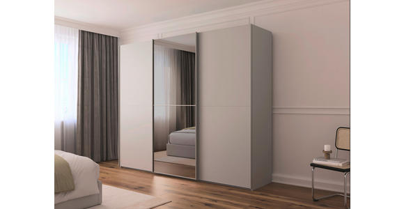 SCHWEBETÜRENSCHRANK  in Grau  - Grau, KONVENTIONELL, Glas/Holzwerkstoff (242/223/68cm) - Novel