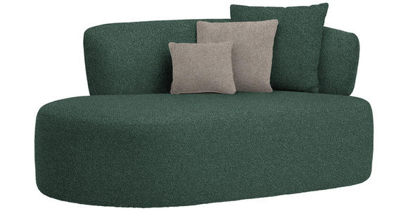 RÉCAMIERE in Plüsch Dunkelgrün, Graubraun - Dunkelgrün/Graubraun, MODERN, Kunststoff/Textil (166/86/105cm) - Hom`in