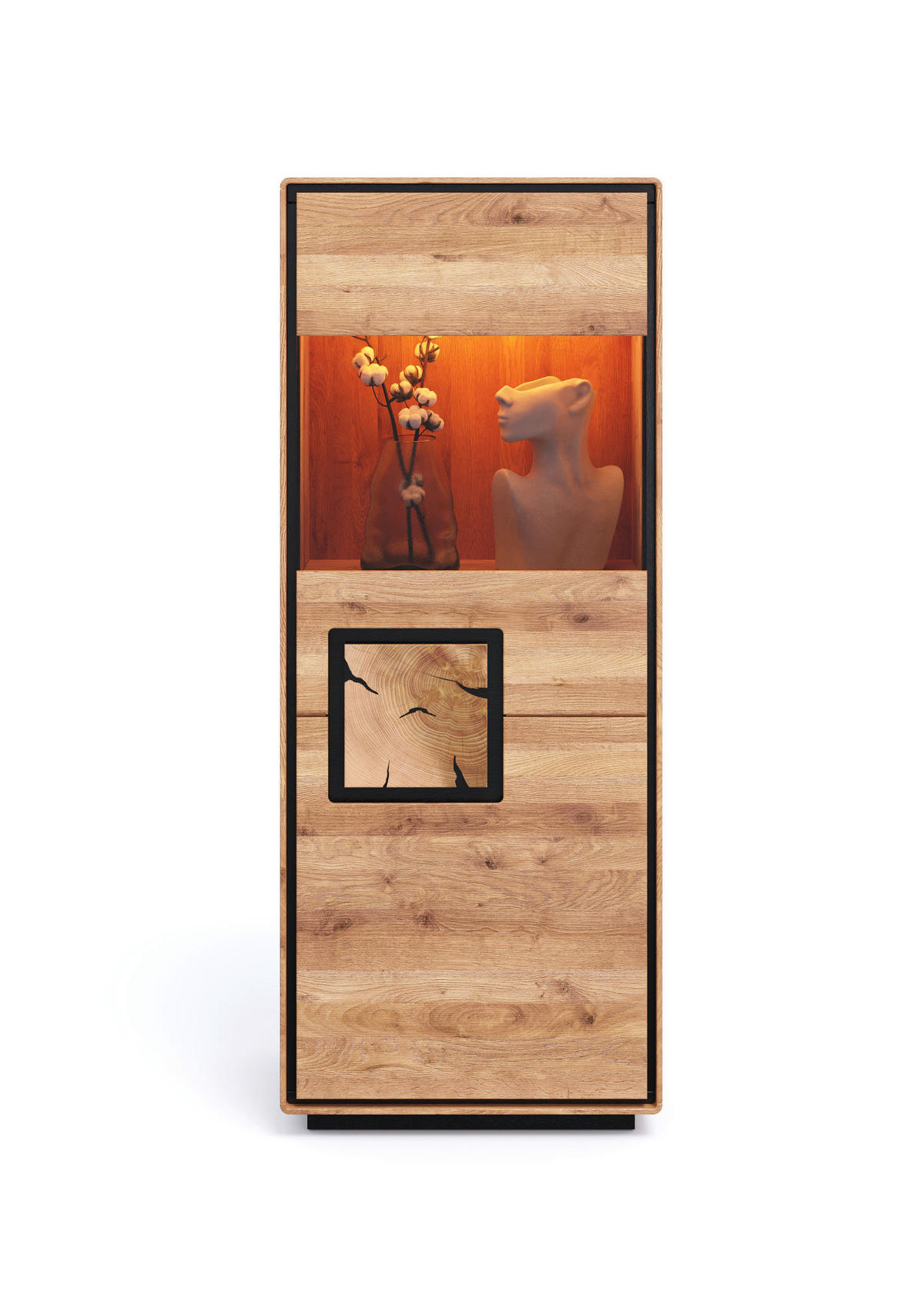 HIGHBOARD  60/152/40 cm  - Wildeiche/Schwarz, Basics, Holz (60/152/40cm) - Livetastic