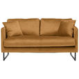 2-SITZER-SOFA in Samt Gelb  - Gelb/Schwarz, Design, Textil/Metall (150/78/84cm) - Carryhome