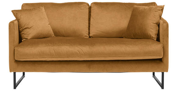 2-SITZER-SOFA in Samt Gelb  - Gelb/Schwarz, Design, Textil/Metall (150/78/84cm) - Carryhome