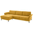 ECKSOFA  in Chenille, Flachgewebe Currygelb  175/316 cm  - Currygelb/Schwarz, Design, Textil/Metall (175/316cm) - Dieter Knoll