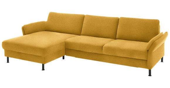 ECKSOFA  in Chenille, Flachgewebe Currygelb  175/316 cm  - Currygelb/Schwarz, Design, Textil/Metall (175/316cm) - Dieter Knoll