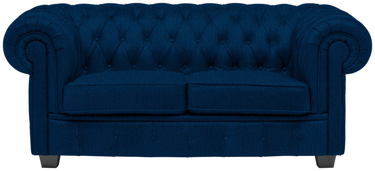 CHESTERFIELD-SOFA in Webstoff Blau  - Wengefarben/Blau, Lifestyle, Holz/Textil (180/76,5/96cm) - Landscape