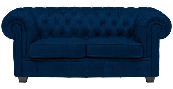 CHESTERFIELD-SOFA Webstoff Blau  - Wengefarben/Blau, LIFESTYLE, Holz/Textil (180/76,5/96cm) - Landscape