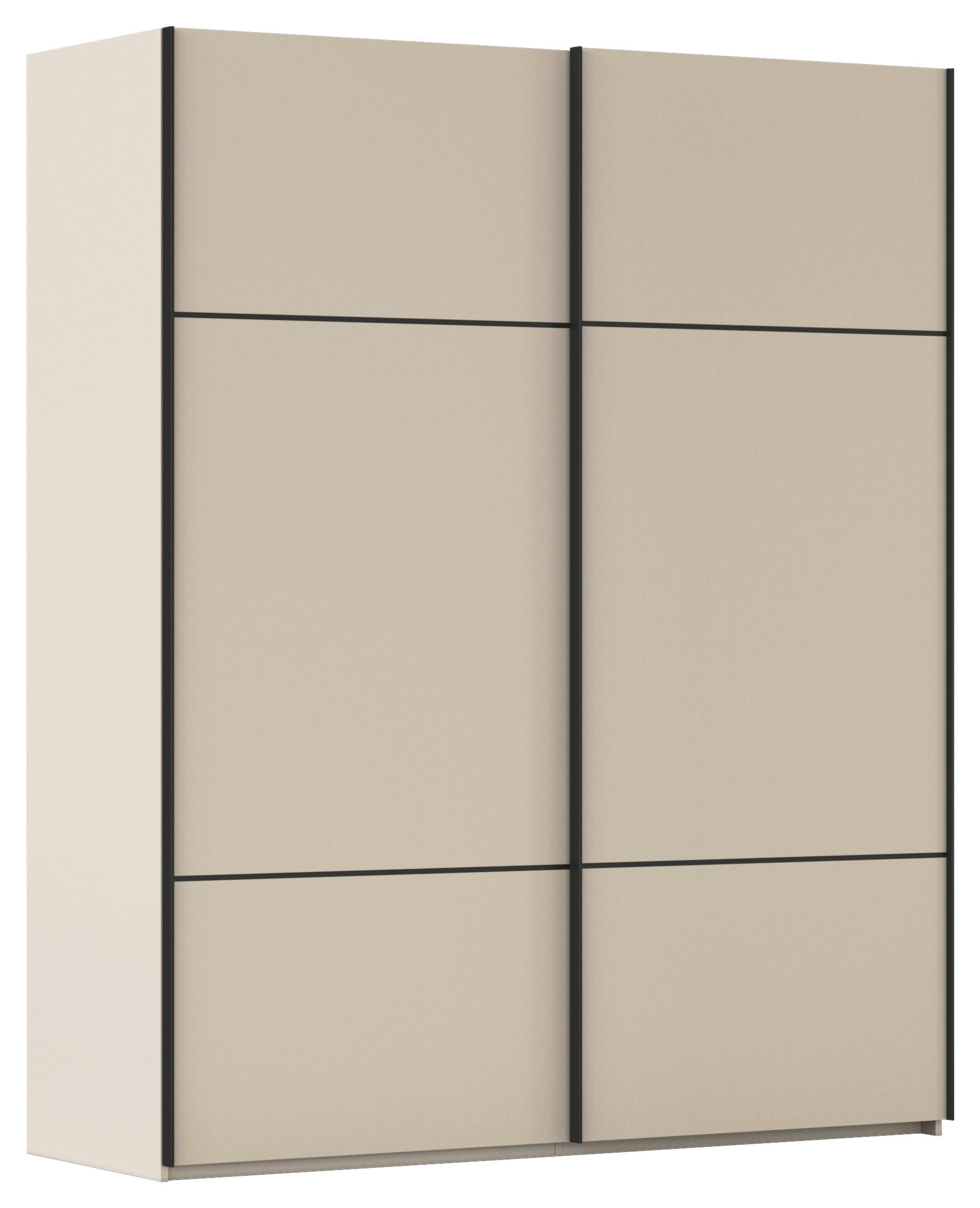 SCHWEBETÜRENSCHRANK 181/223/68 cm 2-türig Champagner  - Champagner/Schwarz, KONVENTIONELL, Holzwerkstoff/Metall (181/223/68cm) - Novel