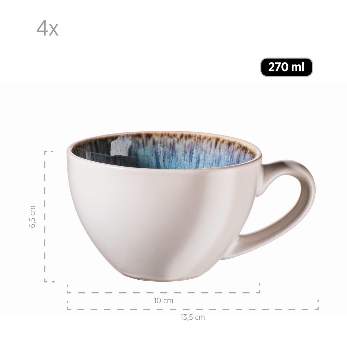 KAFFEESERVICE Frozen 8-teilig  - Blau, Basics, Keramik (13,5/6,5/10cm) - Mäser