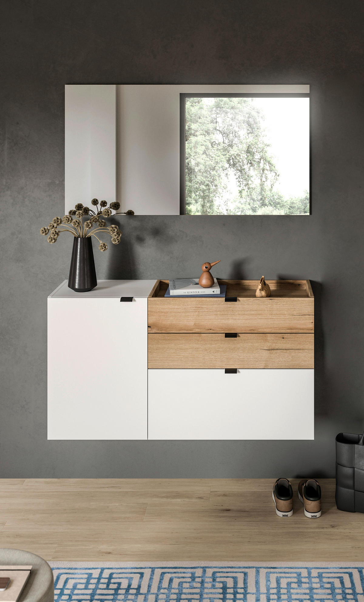 PREDSOBLJE  bijela, hrast tamni  - bijela/hrast tamni, Design, drvni materijal (120/194/37cm) - Livetastic