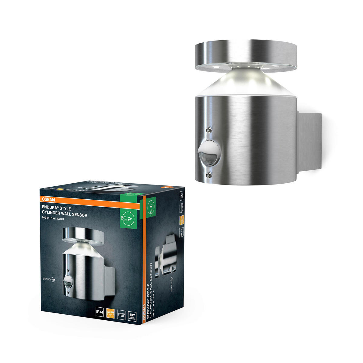 LED-AUßENLEUCHTE 15/10,1/13,7 cm   - Edelstahlfarben, Basics, Kunststoff/Metall (15/10,1/13,7cm) - Osram